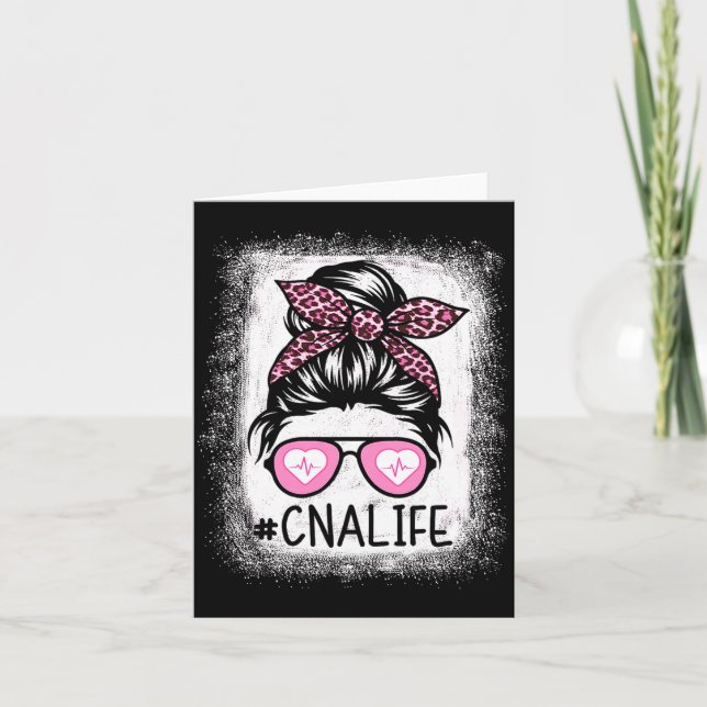 Cna Nurse Life Bleached Shirts Nk Leopard Messy Bu Kort (Framsida)