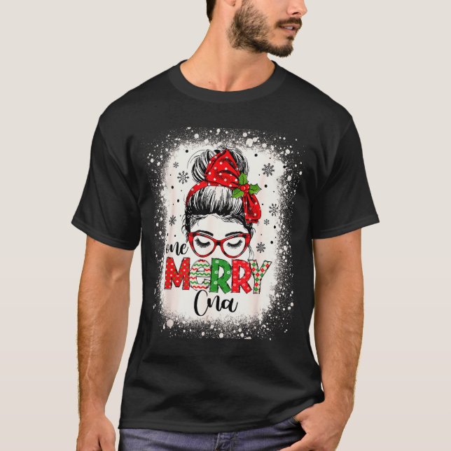 Cna Nurse Messy Bun Nurse's Aid Christmas  T Shirt (Framsida)