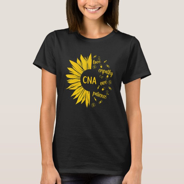 CNA Nurse Sunflower Certified Nursing Assistant T Shirt (Framsida)