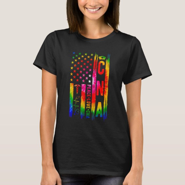 CNA Nurse US Flagga Auktoriserad Nursing Assistant T Shirt (Framsida)