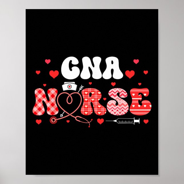 Cna Nurse Valentine's Day Hearts Matching Job Team Poster (Framsidan)