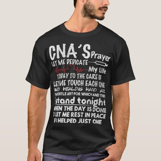 CNA Prayer CNA för CNA-sjuksköterskor T Shirt (Framsida)