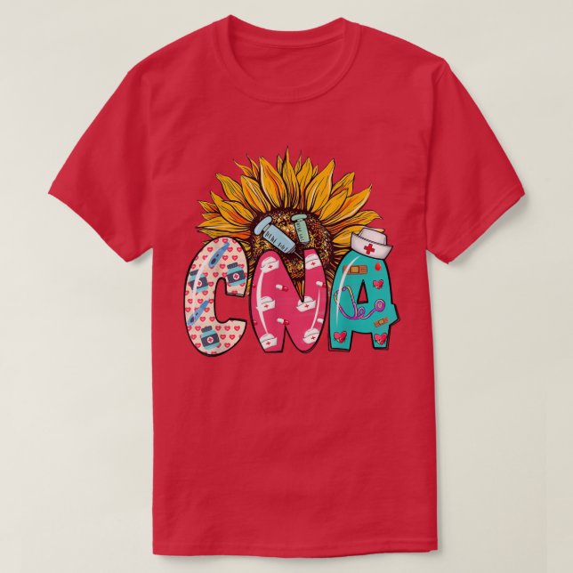 CNA Solros Stethoscope Nurse Hat Funny CNA Gift T Shirt (Design framsida)