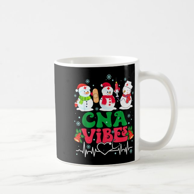 Cna Vibes Nurse Snowman Stethoscope Santa Funny Ch Kaffemugg (Höger)