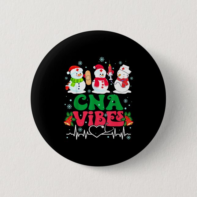 Cna Vibes Nurse Snowman Stethoscope Santa Funny Ch Knapp (Framsida)