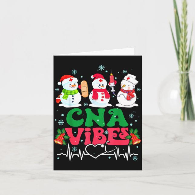 Cna Vibes Nurse Snowman Stethoscope Santa Funny Ch Kort (Framsida)