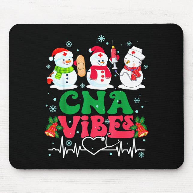Cna Vibes Nurse Snowman Stethoscope Santa Funny Ch Musmatta (Framsidan)