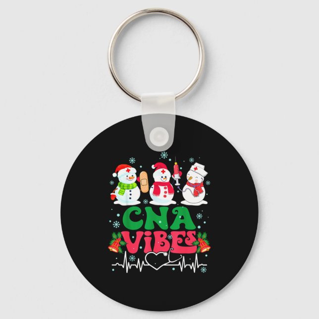 Cna Vibes Nurse Snowman Stethoscope Santa Funny Ch Nyckelring (Framsida)