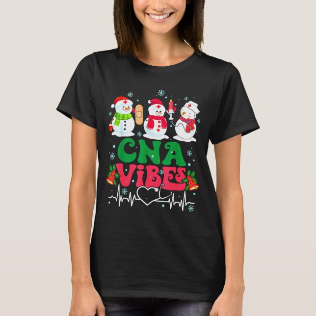 Cna Vibes Nurse Snowman Stethoscope Santa Funny Ch T Shirt (Framsida)