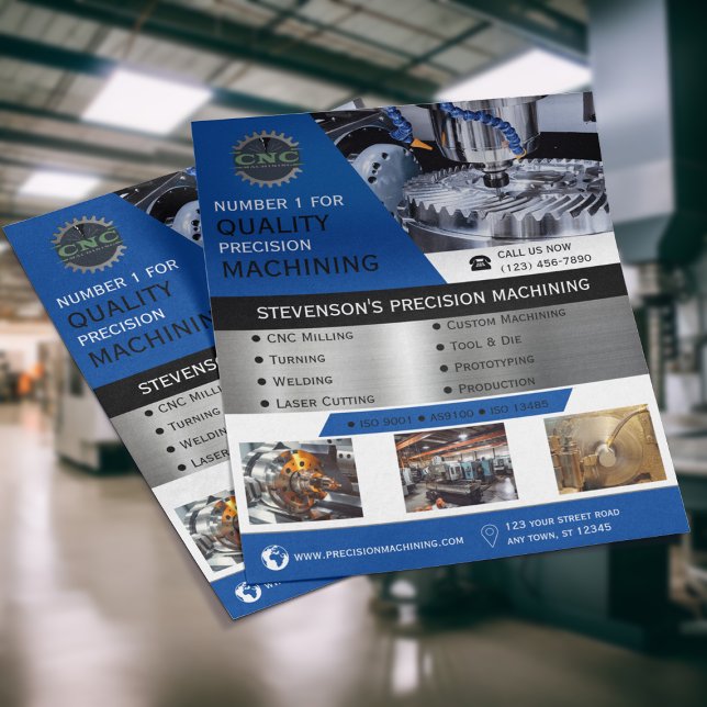 CNC Machining Company Blue Reklamblad (Skapare uppladdad)