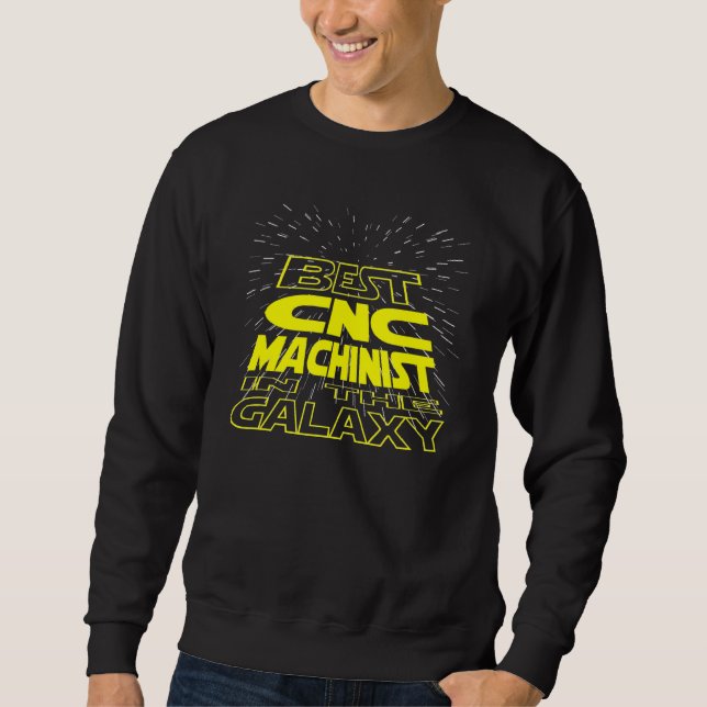 Cnc Machinist Coola Galaxy-jobb Lång Ärmad Tröja (Framsida)
