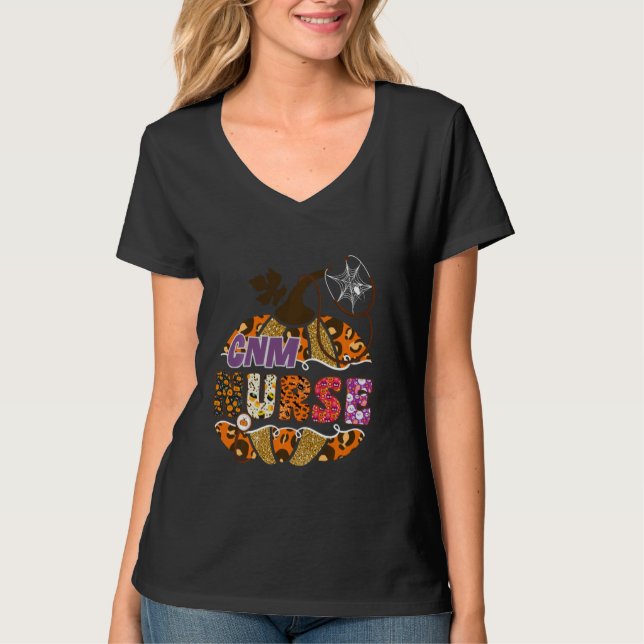 CNM Halloween Pumpkin Leopard Auktoriserad Nursing T Shirt (Framsida)