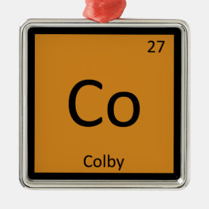 Co - Colby Cheese Chemistry Periodic Bord Symbol Julgransprydnad Metall