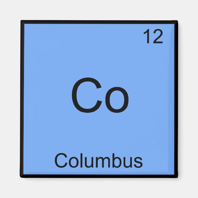 Co - Columbus Ohio Funny Chemistry Inslag Symbol Magnet (Framsidan)