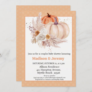 Co Ed Pumpkins Boho Gender Neutral Baby Shower Inbjudningar