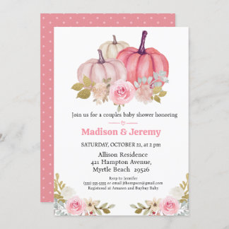 Co Ed Pumpkins Rosa Girls Baby Shower-inbjudan Inbjudningar