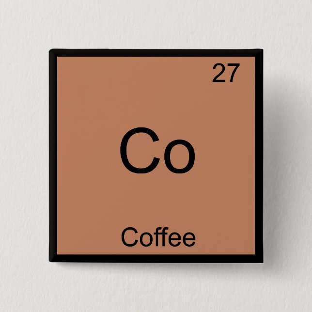 Co - Kaffe Kemi Element Symbol Rolig Knapp (Framsida)