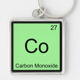 Co - Kolmonoxid Kemiskt Elementsymbol Tröja Fyrkantig Silverfärgad Nyckelring