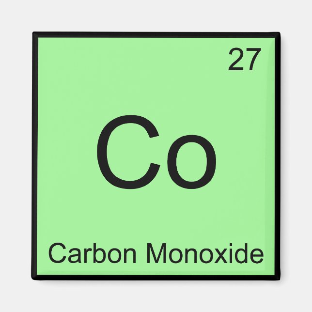 Co - Kolmonoxid Kemiskt Elementsymbol Tröja Magnet (Framsidan)