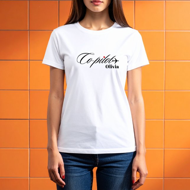 Co-Pilot Airplane Couple Matching Simple Custom T Shirt (Skapare uppladdad)