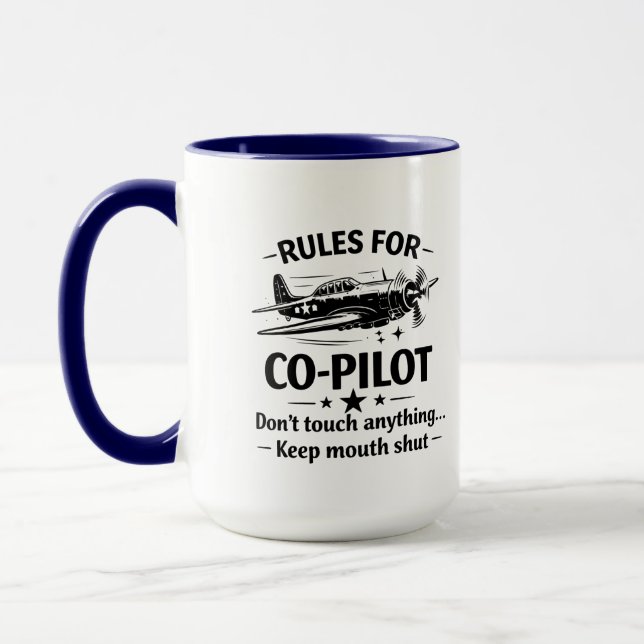 Co-Pilot Regler WWII Plan Humor T-Shirt Mugg (Vänster)