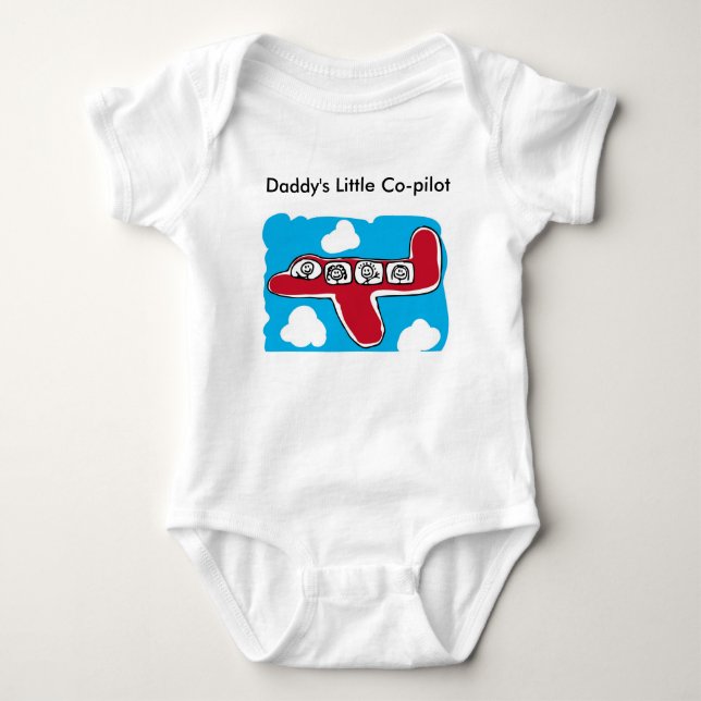 Co-pilot--rött flygplan för pappor lite t-shirt (Framsida)