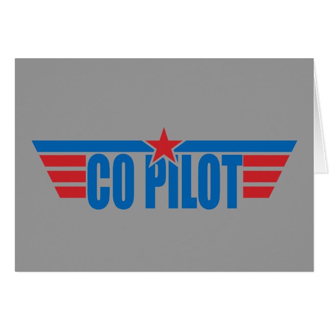 Co-Pilot- vingaremblem - flyg Hälsningskort (Framsidan Horizontal)