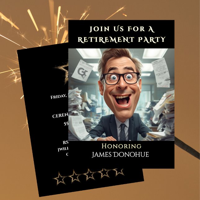 Co-Worker Funny Retirement Party   Inbjudningar (Funny Retirement Party Colleague Invitation)