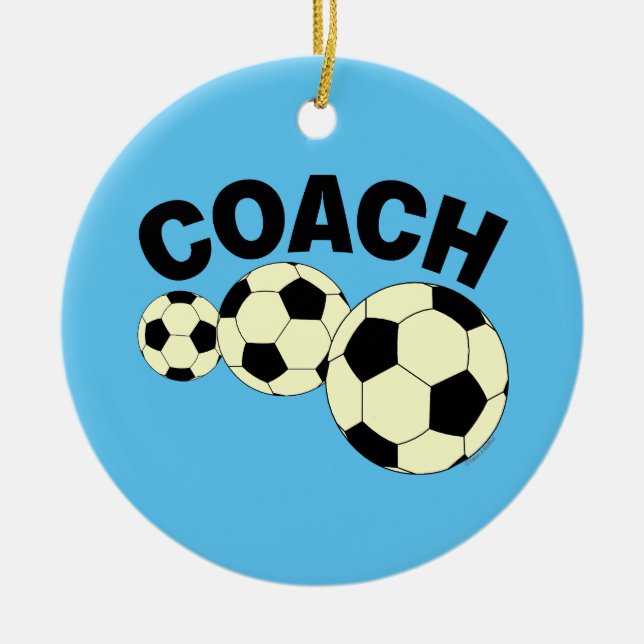Coach 3 Fotbollar Julgransprydnad Keramik (Framsidan)