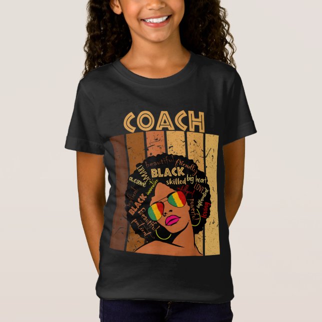Coach Afro African American Women Black History Mo T Shirt (Framsida)