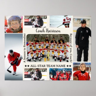 Coach Appreciation Photo Collage Team  Poster