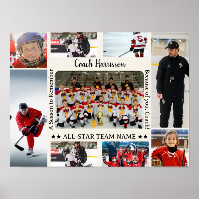 Coach Appreciation Photo Collage Team  Poster (Framsidan)