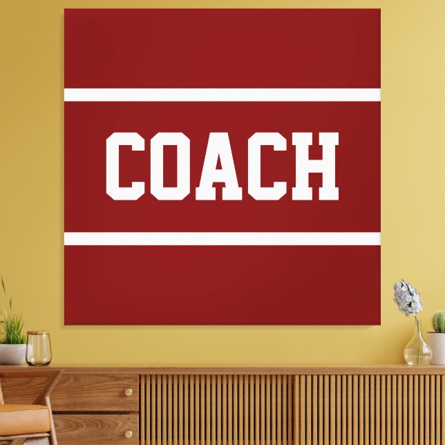 COACH Athletic White Text Stripes On Deep Red Canvastryck (Insitu (Vardagsrum))