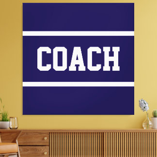 COACH Athletic White Text Stripes On Navy Blue Canvastryck