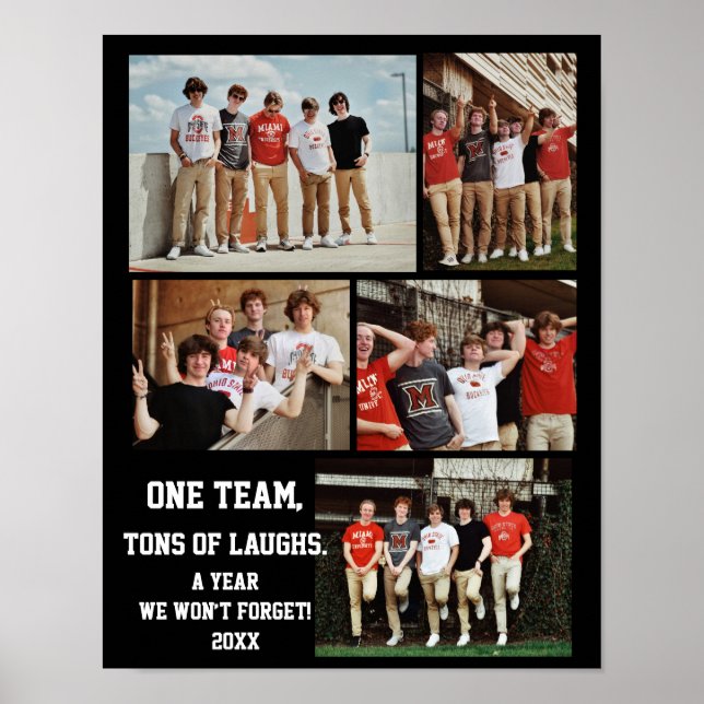 Coach baseball Photo Collage Name Team # Poster (Framsidan)