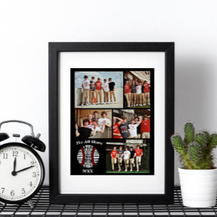 Coach baseball Photo Collage Namn Team # Poster