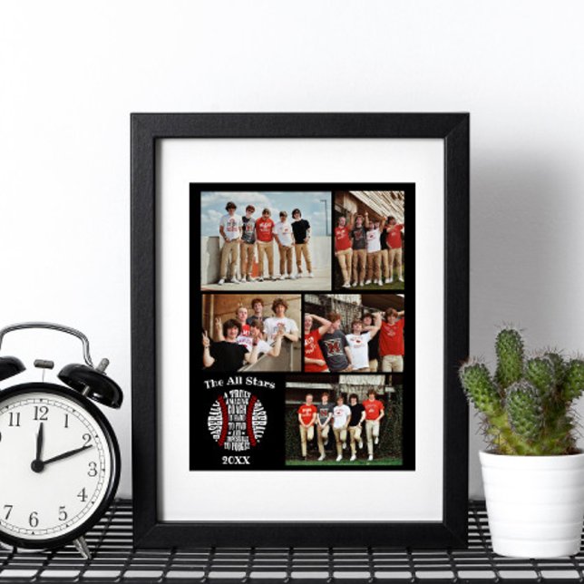 Coach baseball Photo Collage Namn Team # Poster (Skapare uppladdad)