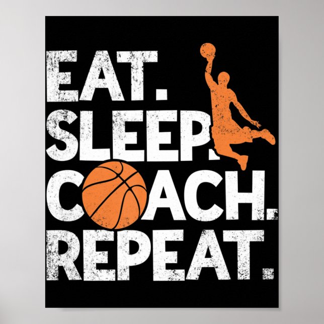 Coach Basketball Repeat Assistant Eat Sat Soat Poster (Framsidan)