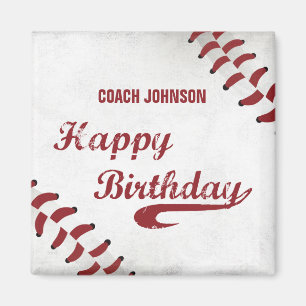 Coach Grattis på födelsedagen Large Grunge Basebal Magnet