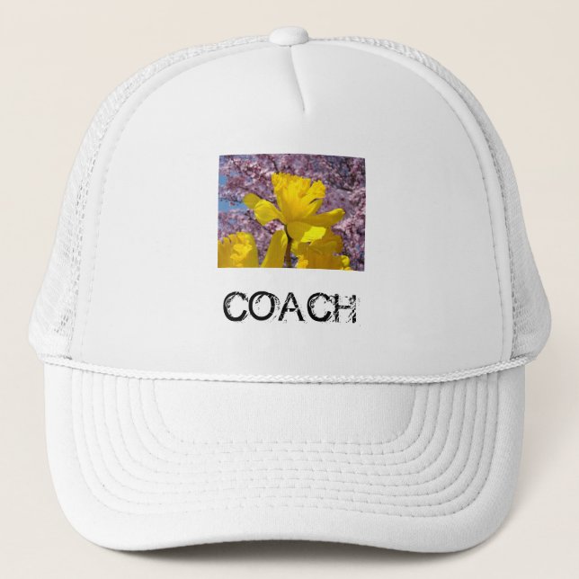 COACH hattar Gul Narciss Blommor Sport Truckerkeps (Framsida)