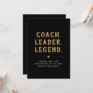 Coach Leader Legend Guld Typografi Kort