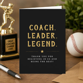 Coach Ledare Legend Guld Typografi Tack Kort