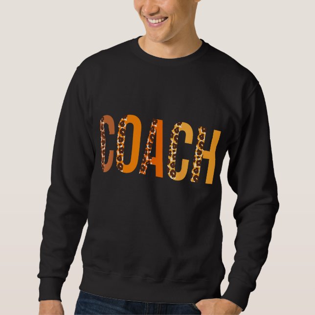 Coach leopard Squad Cute Fall Autumn Älskare Tack Lång Ärmad Tröja (Framsida)
