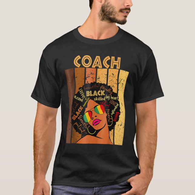 Coach Melanin Black History Month BLM Pride Women T Shirt (Framsida)