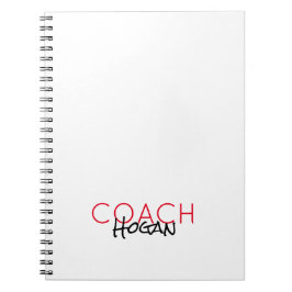 COACH NAMN anpassningsbar red black Sports Modern Anteckningsbok