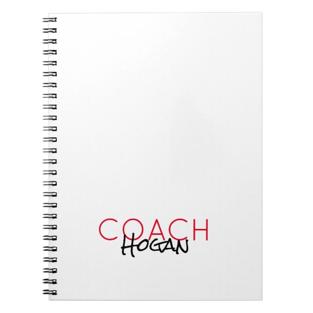 COACH NAMN anpassningsbar  red black Sports Modern Anteckningsbok (Framsidan)