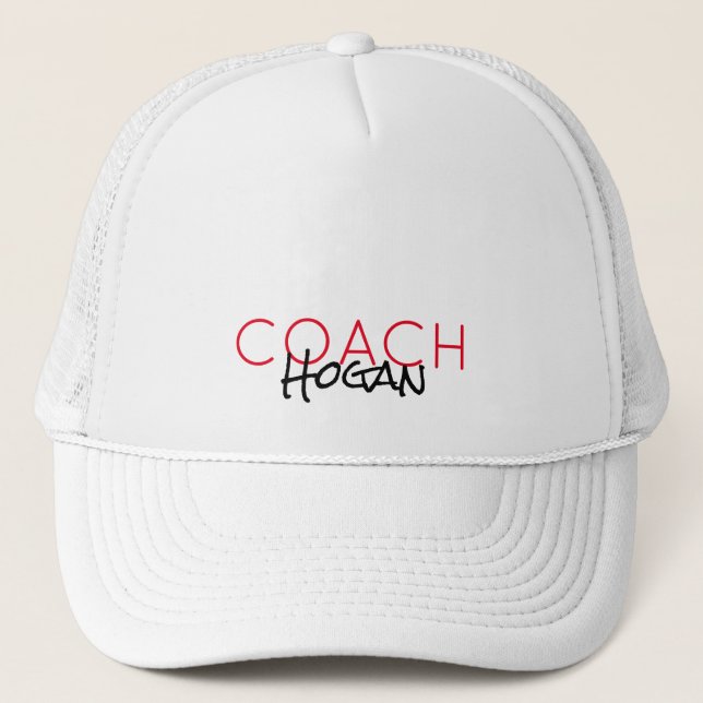 COACH NAMN anpassningsbar  red black Sports Team Keps (Framsida)