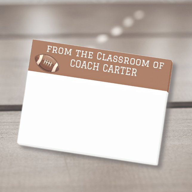 Coach Namn Klassrum, Fotboll, Brun Kant  Post-it Block (Skapare uppladdad)
