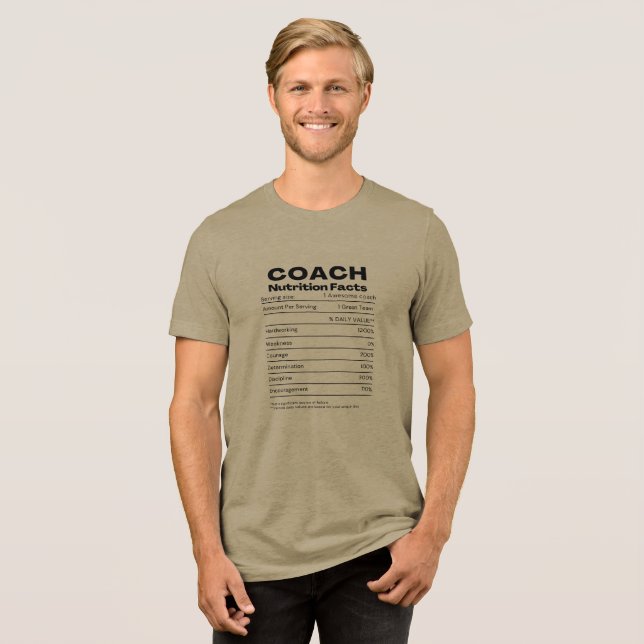 Coach Näringsfakta Humor Tacksamhet Sportpresent  T Shirt (Framsida Full)