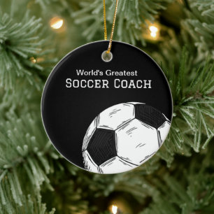 Coach Soccer Ball-julprydnad Julgransprydnad Keramik